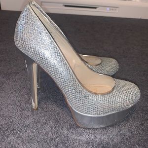 Silver sparkle heels